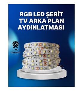 2 Metre RF Kumandalı 8 Renkli TV LED Şerit – Kendinden Yapışkanlı