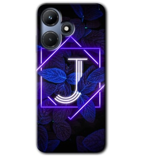 İnfinix Hot 30i Kılıf HD Desen Baskılı Kılıf - Dark Neon Yaprak J Harfi