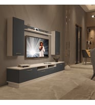 Decoraktiv Trendstyle 5220D Mdf Tv Ünitesi Tv Sehpası - Beyaz Antrasit (Beyaz - Antrasit)
