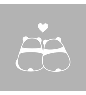 Panda Çifti Araba Sticker siyah 16x14 CM (Beyaz)
