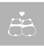 Panda Çifti Araba Sticker siyah 16x14 CM (Beyaz)