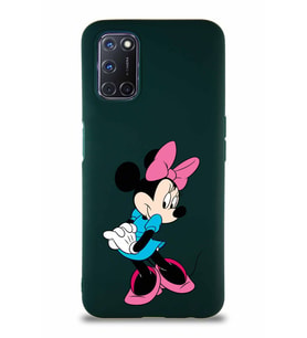 Oppo A92 Soft Premier Kapak Minnie Mouse-F Tasarımlı Silikon Kılıf - Yeşil (Şeffaf)