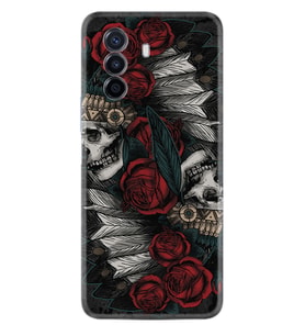 Huawei Nova Y70 Y90 Nova 9 SE  Kılıf Desemli Silikon Skull Rose 1673