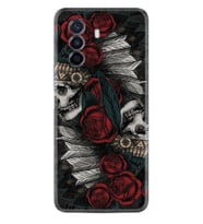 Huawei Nova Y70 Y90 Nova 9 SE  Kılıf Desemli Silikon Skull Rose 1673
