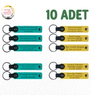 Koyu Turkuaz & Sarı, 10’lu Set, Kişisel Tarihli Anahtarlık, Düğün Törenlerine Katılanlara Armağan