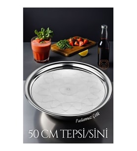 New and Single Krom Paslanmaz Çelik Sini & Tepsi 42cm