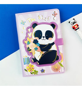 Panda Tasarımlı Kabartma Kapaklı Defter