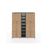 Hyperion Gardrop 10 Raflı 8 Çekmeceli 2 Askılı 220x44x243 Antrasit-Çam/Çam