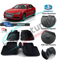 Audi A4 Havuzlu 3D Paspas Niken Siyah 2015 Sonrası