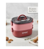Gourmet çift kapaklı iki katlı yemek kabı ,beslenme kabı 304 Çelik