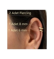 İki Parça Gold Taşlı Halka Piercing Tragus Helix Forward Helix Kıkırdak (6 mm ve 8 mm) (Çok Renkli)