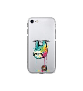 iPhone 7 ile Uyumlu Splash Tembel Hayvan Tasarımlı Şeffaf Silikon Kılıf