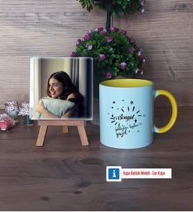 Doğum Günü Hediyesi Fotoğraflı Dekoratif Taş, Kupa Bardak Beyaz Hediye (Model 7)