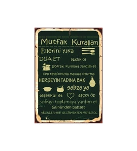 Retro Mutfak Kuralları Temalı Ahşap Poster Tablo