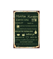 Retro Mutfak Kuralları Temalı Ahşap Poster Tablo