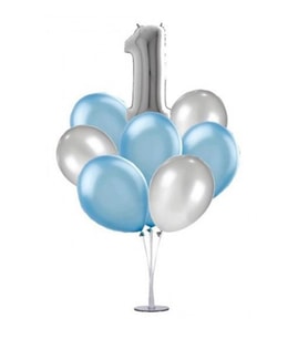  1 Yaş 7'li Balon Standı Ve 10 Adet Metalik Balon-