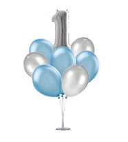  1 Yaş 7'li Balon Standı Ve 10 Adet Metalik Balon-