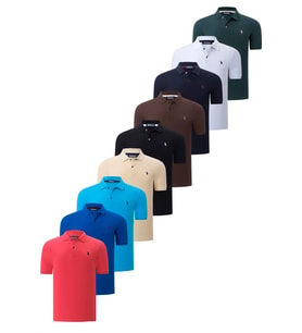 DOKUZLU SET T8561 DEWBERRY ERKEK T-SHIRT-SİYAH-BEYAZ-LACİVERT-MAVİ-KAHVE-BEJ-NAR-SAKS-HAKİ (Karışık)
