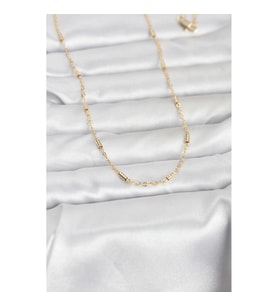 Mey İthalat® CM 14K Gold Renk Bar Zincir Model 60 cm Kadın Kolye
