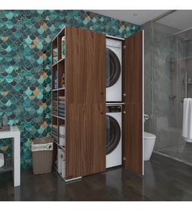 Kenzlife çamaşır-kurutma makinesi dolabı kapaklı fedyenka sol cvz 180*090*60 banyo arkalıksız (Karışık)