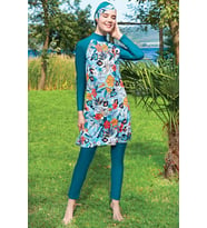 Ruko Maio 2409-3 Reglan Kol Likralı Çabuk Kuruyan Ve Su İtici Kumaş Tesettür Mayo