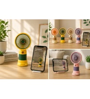 DianDi DD5630-1 Şarjlı Mini El Vantilatörü USB-C Şarjlı 3 Kademeli Taşınabilir Masaüstü Telefon Standlı Fan