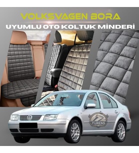 Volksvogen Bora Antrasit Renk Tay Tüyü Cepli & Terletmez Sırtlı Oto Koltuk Minder Seti - Koltuk Koruma Kılıfı (ÖN & ARKA TAM SET)