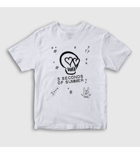 Presmono Unisex Çocuk Beyaz Skull 5 Seconds Of Summer T-Shirt 79148tt (Beyaz)