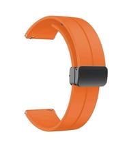 Oppo Watch 46mm 22mm Manyetik Klipsli Silikon Lüx Kordon + Metal Kordon Dönüştürücü (Turuncu)