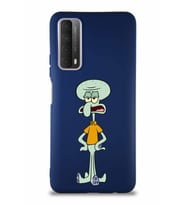 Huawei Y7A Soft Premier Kapak Squidward Dokunaç Tasarımlı Silikon Kılıf - Lacivert (Şeffaf)