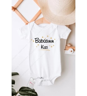 Babasının kızı Özel Tasarım Bebek Zıbın Pamuklu Çıtçıtlı Body