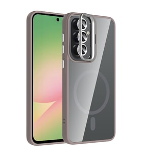 Lexroo Galaxy A57 Kılıf Standlı ve Kamera Lens Hediyeli Etro Kılıf - Gri