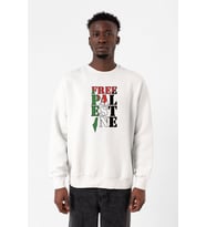 Free Palestine Beyaz Erkek 2ip Sweatshirt