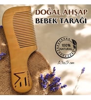 Doğal Ahşap Bebek Tarağı - Saç Derisini Nazikçe Tarayarak Rahatlatır Saç Derisi Masajı Etkisi Sağlar (Standart)
