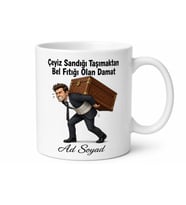Çeyiz Sandığı Taşımaktan Bel Fıtığı Olan Damat Esprili Kupa Bardak Hediye