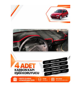 PEUGEOT 106 (1991-2003) Uyumlu Ön Torpido Koruma Kılıfı Halısı - Siyah Kırmızı