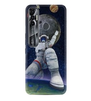 Tecno Spark 6 6 Go 8C 8 Pro 7 7 Spark 9 Pro Kılıf Desemli Silikon Astronot ve Dünya 1759