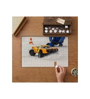 Sarı Oyuncak Araba Yarışı Tasarımı 240 parça Ahşap Puzzle Ahşap Kutuda MP01010