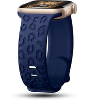 Apple Watch 10/11 42mm-38/40/41mm Kordon Leopar Desen Yumuşak Silikon Kordon 2/3 (Lacivert)