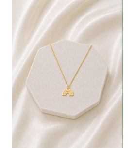 Kişiye Özel 925 Ayar Gümüş Minimalist Gökkuşağı Model Kolye (Gold)