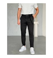 Erkek Siyah Jogger Pantolon Regular Fit Düz Paça Cepli Günlük Rahat Kesim