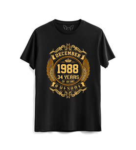 Vintage Gold Awesome Series December 1988 Siyah Tshirt