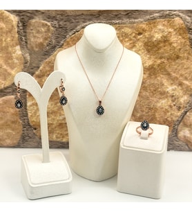 Elmas Montür Rosegold Damla Gümüş Set Takım