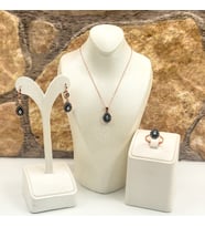 Elmas Montür Rosegold Damla Gümüş Set Takım
