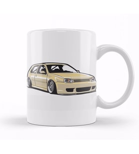 Stanced out Golf MK4 Creme Kupa Bardak Porselen