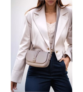 Kadın Minimalist Çapraz Askılı Suni Deri Çanta Günlük ve Şık Kullanım Modern Stil Trend Tasarım (Vizon)