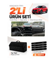 HYUNDAİ TUCSON (2018-2021) Uyumlu Torpido Örtüsü + Tay Tüyü Bagaj Çantası + Sticker Seti - Siyah