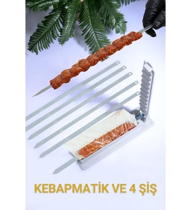 4 Adet Şiş HEDİYELİ Kebapmatik Adana Urfa Kebap Kalıbı Aparatı Pratik Hızlı Kebap Makinesi Kutusu