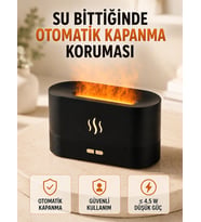 Alev Efektli Ultrasonik Aroma Difüzörü 180 ML LED Işıklı Hava Nemlendirici