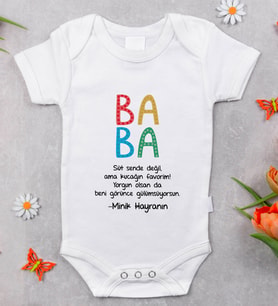 BK Kids İsimli Baba Tasarımlı Bebek Body Zıbın - Model 3, Babalar Günü Hediyesi, Yeni Doğan Hediyesi
